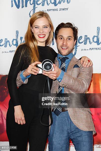 German actress Saskia Rosendahl and german actor Ludwig Trepte attend the German premiere of the film 'Nirgendwo' at Cubix Alexanderplatz on October...