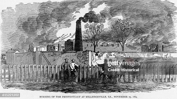 Upon their occupation of Milledgeville, Georgia, Federal troops under General Henry W. Slocum burned the towns penitentiary in accordance with orders...