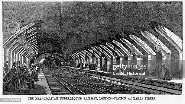 The Metropolitan Underground Railway, London-Station at Baker Street