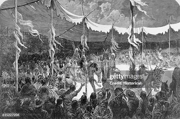 Indian Sun Dance Magazine Illustration by Jules Tavernier and Paul Frenzeny