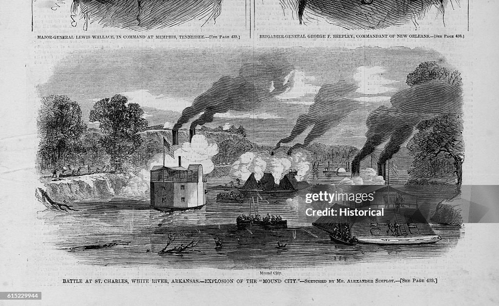 Battle at St. Charles, White River, Arkansas.-Explosion of the "Mound City."