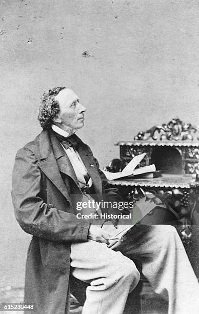 Portrait of Hans Christian Andersen , writer of children's tales and as well as novels and travel books.