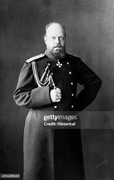 Portrait of Alexander III , Czar of Russia who succeeded to the throne upon his father's assassination and cancelled reforms begun by the previous...