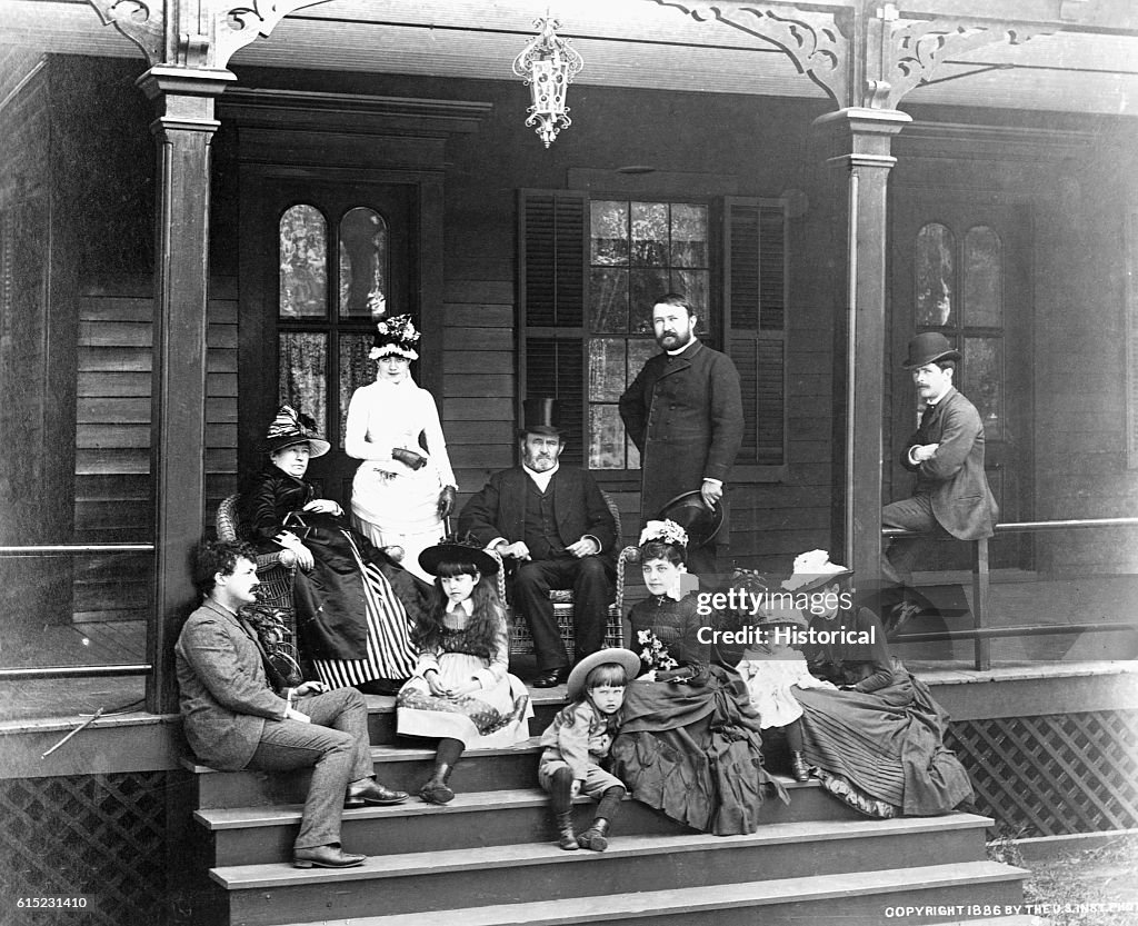 Ulysses S. Grant and Family on Porch Steps