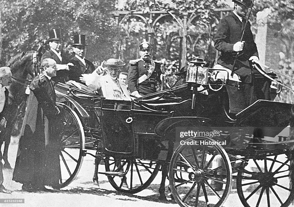 Pope Leo XIII Riding in Open Carriage
