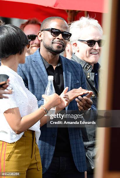 Actors Dule Hill and Bradley Whitford attend actress Allison Janney's Star ceremony on The Hollywood Walk of Fame on October 17, 2016 in Hollywood,...