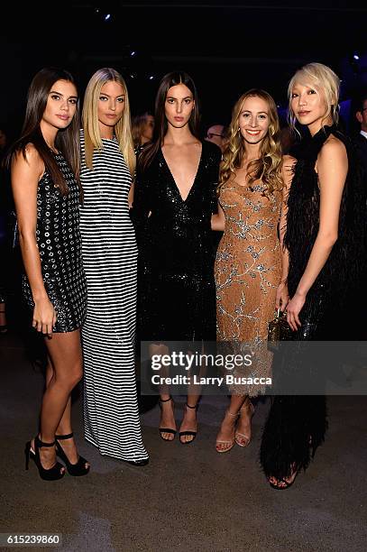 Sara Sampaio, Martha Hunt, Ruby Aldridge, Harley Viera-Newton, and Soo Joo Park attend the God's Love We Deliver Golden Heart Awards on October 17,...