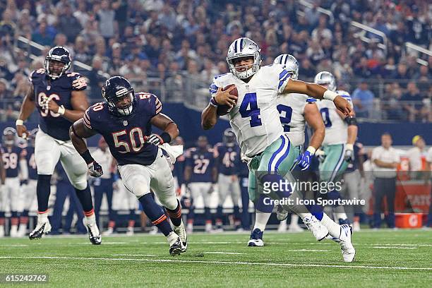 Dallas Cowboys Quarterback Dak Prescott [20763] during the NFL game between the Dallas Cowboys and the Chicago Bears at AT&T Stadium in Arlington, TX.