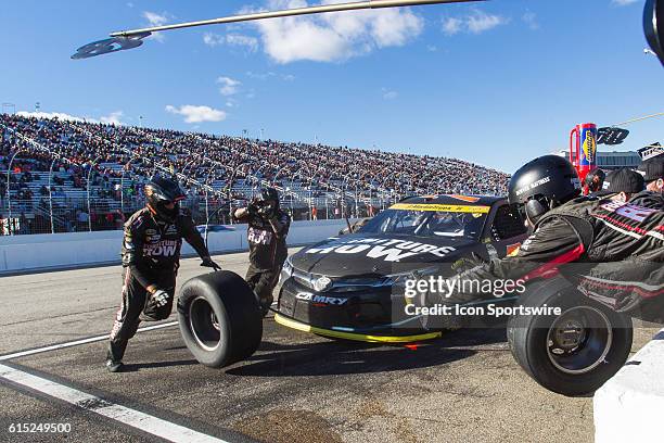 Chase contender, Martin Truex Jr. Pits the Furniture Row/Denver Mattress Toyota during the Bad Boy Off Road 300 at New Hampshire Motor Speedway in...