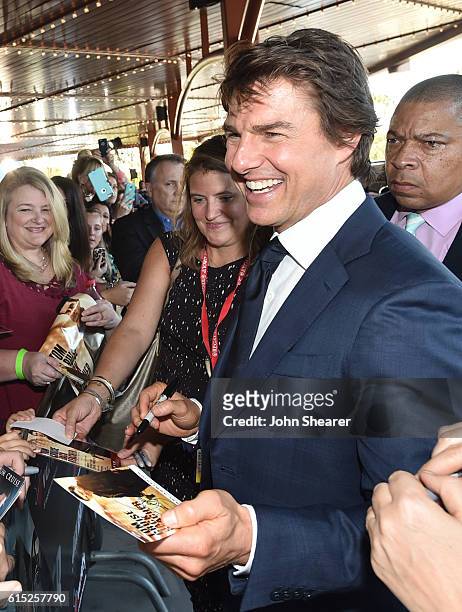 Actor Tom Cruise greets fans on the red carpet at the "Jack Reacher: Never Go Back" Tennessee Benefit Screening for Variety - The Children's Charity,...