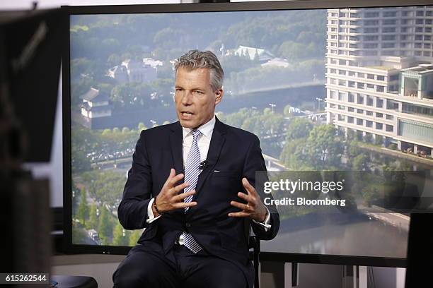 Torsten Mueller-Oetvoes, chief executive officer of Rolls-Royce Motor Cars Ltd., speaks during a Bloomberg Television interview in Tokyo, Japan, on...