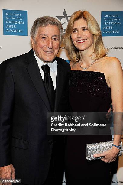 Tony Bennett and Susan Benedetto attends the 2016 National Arts Awards at Cipriani 42nd Street on October 17, 2016 in New York City.