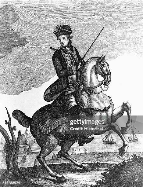 The 5th Viscount Howe on horseback. He was commander in chief of the British forces during the American Revolutionary War.