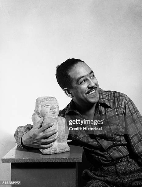 African-American poet Langston Hughes , an important figure in the Harlem Renaissance of the 20th century, circa 1942.