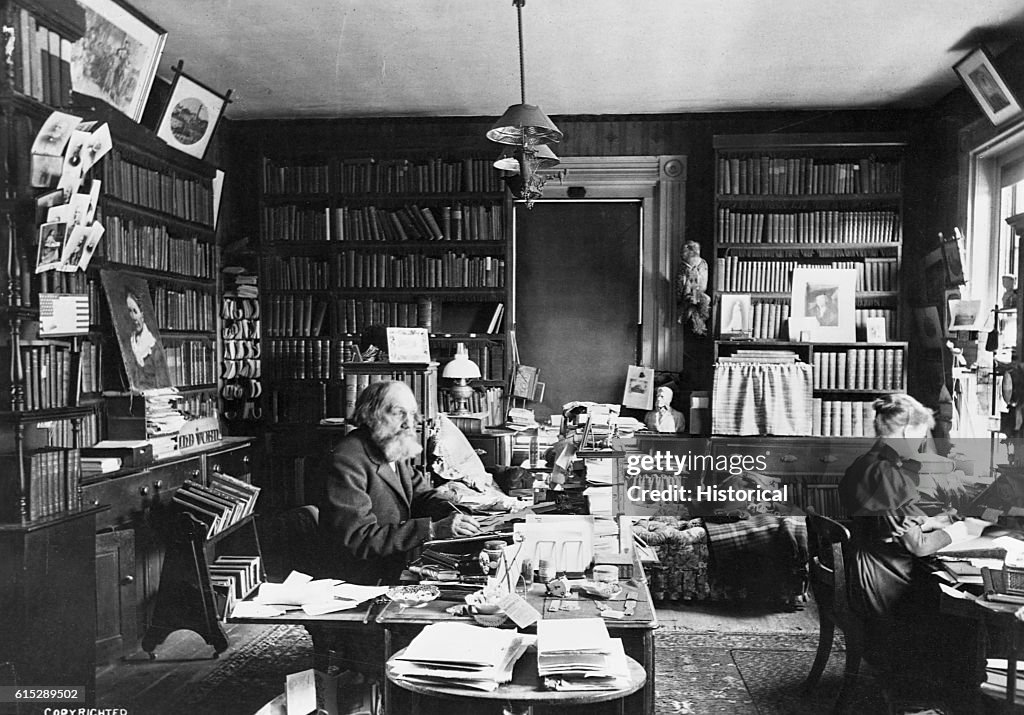 Edward Everett Hale With Woman in Study