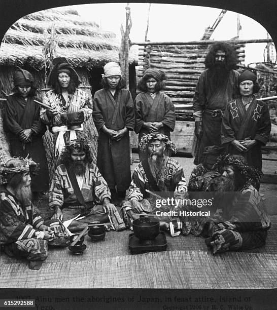 Ainu Aborigines of Japan in Feast Costume