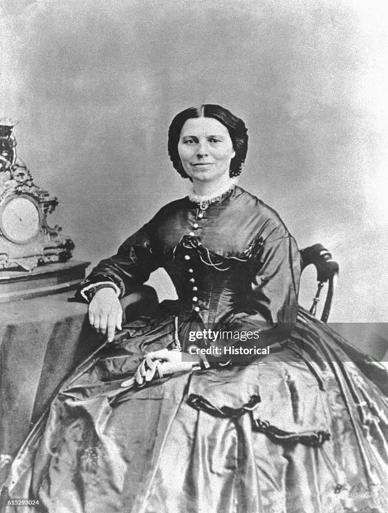 Civil War Volunteer Clara Barton Sitting by Clock