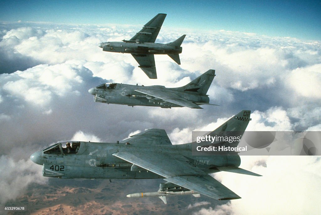 Three A-7 Corsair Aircraft
