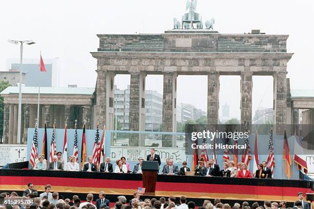 President Ronald Reagan at the Brandenburg Gate in West Berlin.