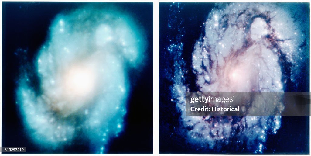 Hubble Telescope Comparison Photographs of Spiral Galaxy
