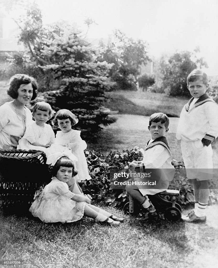 Rose Kennedy with five of her young children, including Joe Jr. (far right), and John Fitzgerald Kennedy (second from ri