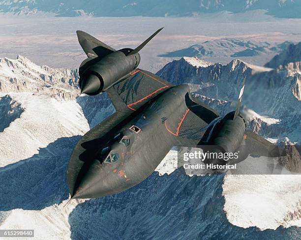 In flight over the Sierra Nevada Mountains in California.