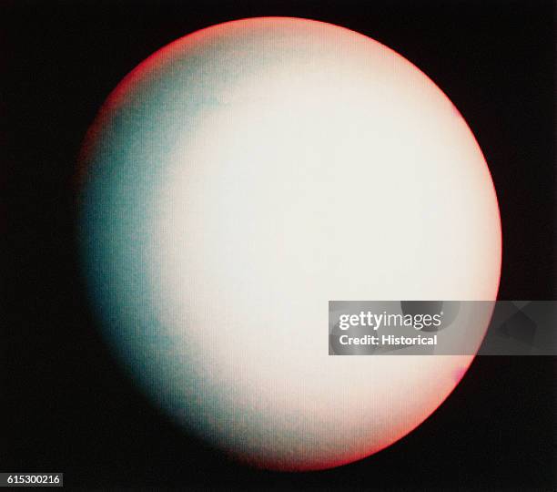 False color composite photograph of planet Uranus, taken by Voyager 2 on January 26, 1986.