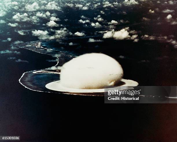 Explosion of Nuclear Device "Seminole" on Enewetak Atoll in the Pacific Ocean, 6th June 1956.