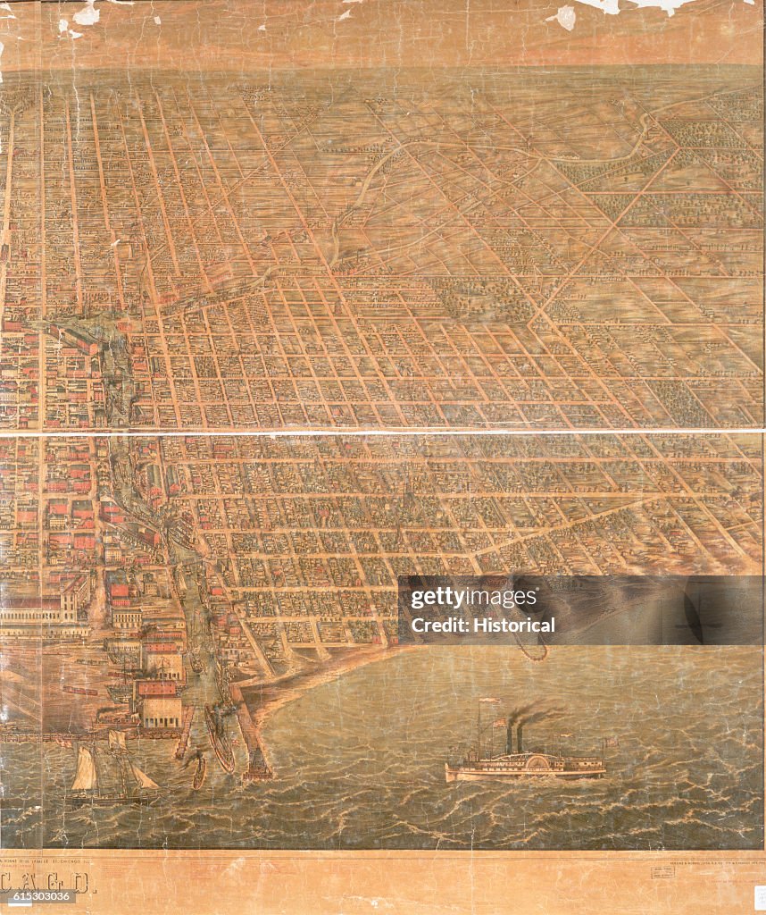 Panorama Map of Chicago Before the Fire