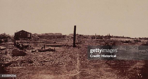 Single post remains erect amid the rubble of a Mobile, Alabama, warehouse ruined by the detonation of 20 tons of Confederate powder on May 25, 1865.