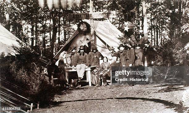 Surgeons and nurses with the United States Sanitary Commission at their tent in Camp Letterman at Gettysburg, Pennsylvania, in August 1863. |...