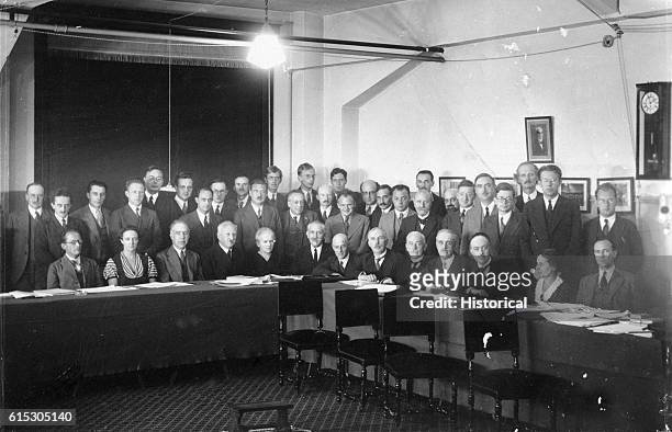 Participants at the seventh Solvay Physics Conference at Brussels, Belgium line up for a photo. This conference represents a meeting of some of the...