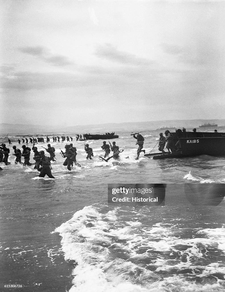American Troops Storm a North African Beach