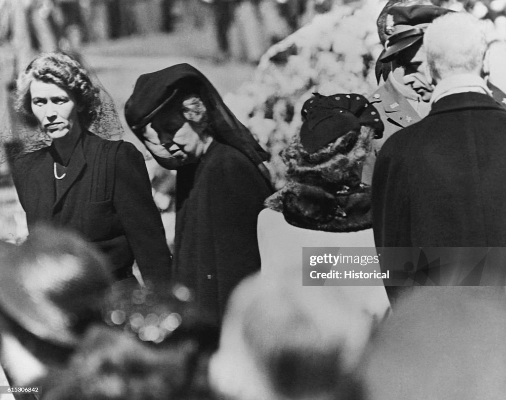 Eleanor Roosevelt at the Funeral of Her Husband Franklin