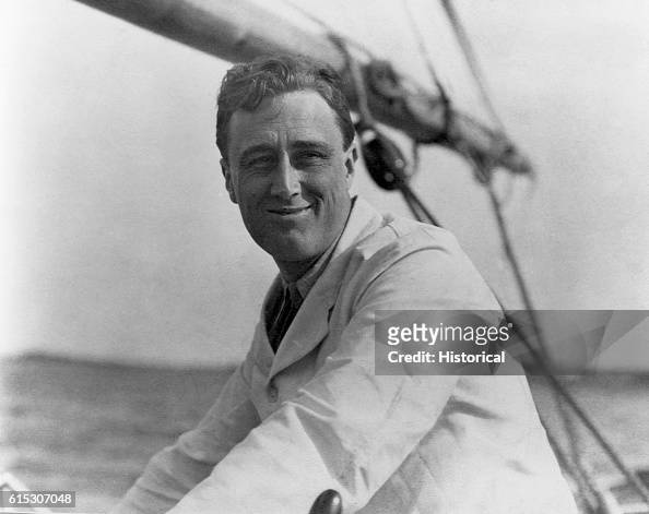 Franklin Delano Roosevelt Enjoying Day on Sailboat