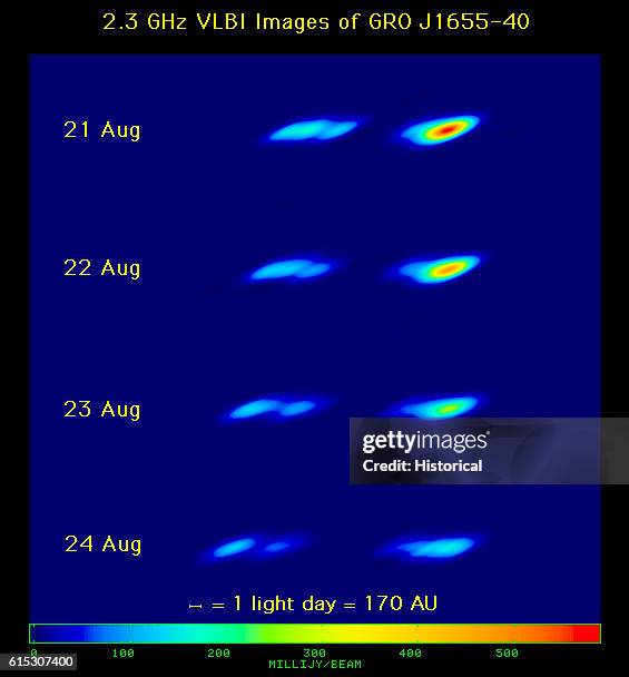 Four photographs taken August 21-24 of a star emitting massive quantities of X-rays. The object, named GRO J1655-40, is believed to be a quasar...