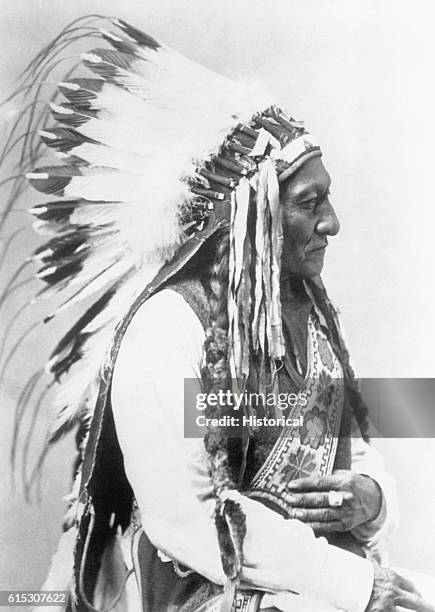 Sitting Bull , a Hunkpapa Sioux chief victorious in the battle against American forces led by General Custer at the Battle of Little Bighorn in 1876.