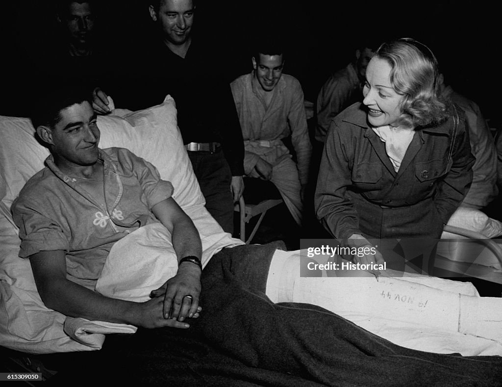 Marlene Dietrich Visits Wounded Soldier