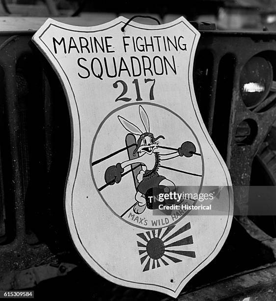 The insignia of Bougainville-based Marine Squadron 217. February 1944.