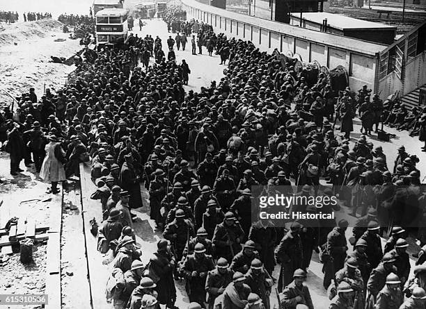 French troops in England after being evacuated from Dunkirk, 26th May-4th June 1940.