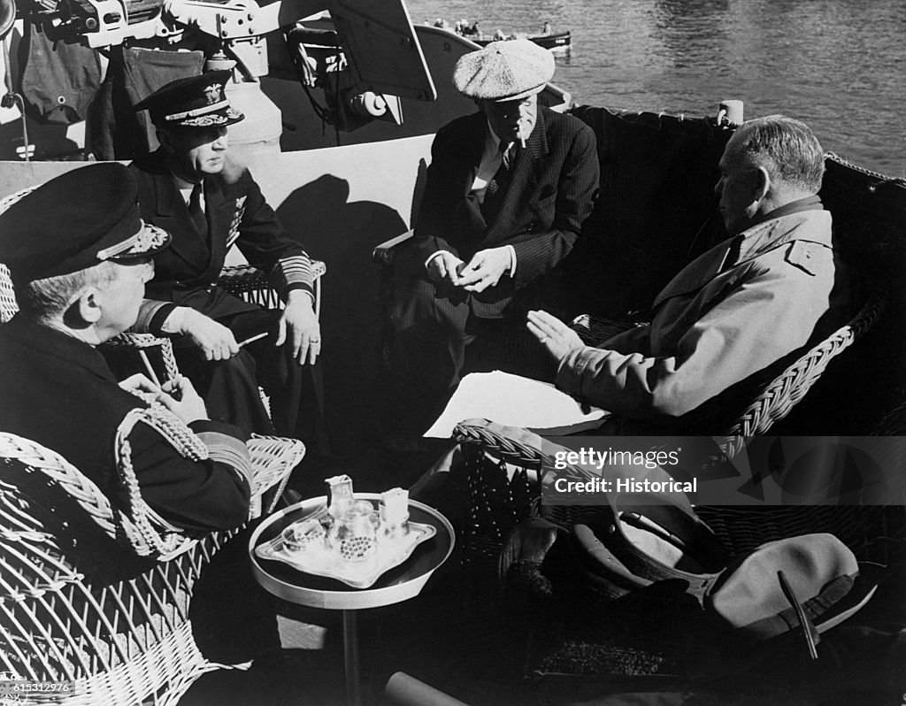 Roosevelt Meeting With Military Staff at Yalta