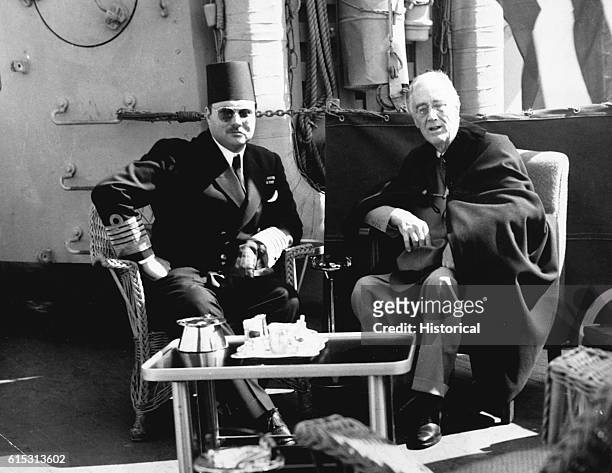 With King Farouk on Return from Yalta
