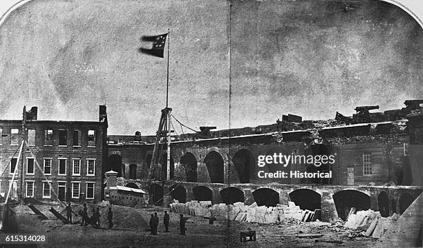 Fort Sumter, South Carolina, site of the opening shots of the Civil War, after its evacuation by Major Robert Anderson, 1st Artillery, U.S.A. April...