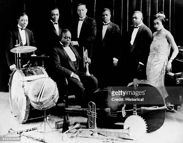 Although it only had a lifespan of four years, King Oliver's Creole Jazz Band was one of the most influential early jazz bands. Left to right, the...