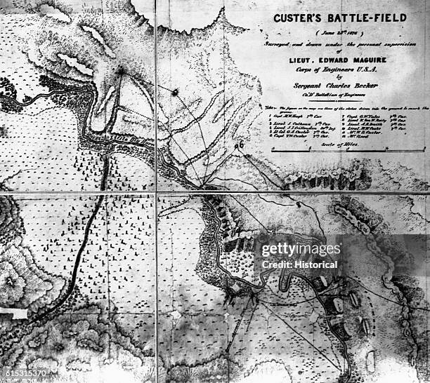 Custer Battlefield. Copy from map 2-16-37. This map is in the book "Reno Court of Inquiry", July 25-26 and was furnished by Gen. Croft, Chief of...