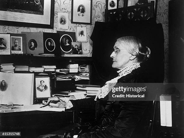 Susan B. Anthony , organizer of the first women's temperance association and president of the Woman Suffrage Association from 1892-1900.