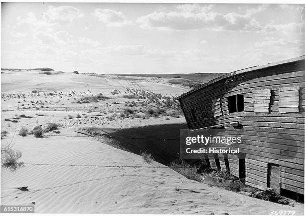 Sand Surrounds Abandoned Building in Nebraska