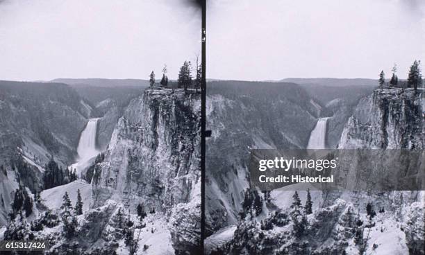 Lower Yellowstone Falls and the Grand Canyon of the Yellowstone, Yellowstone National Park, Wyoming.