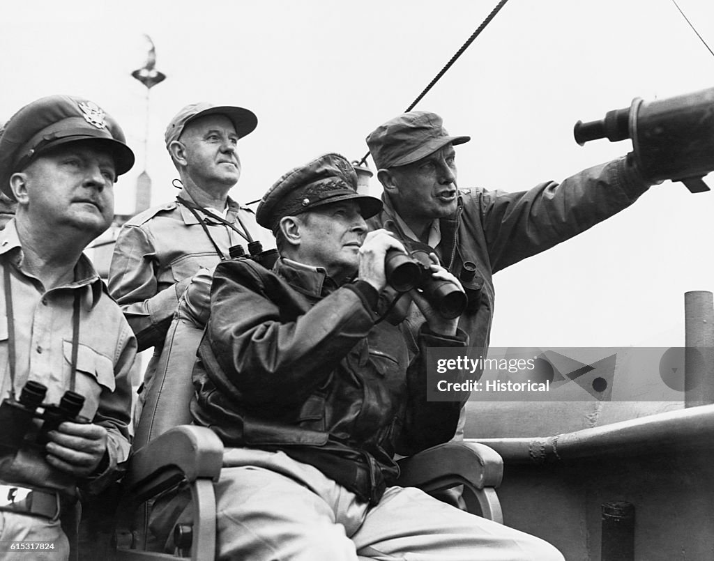 General MacArthur Observing Shelling