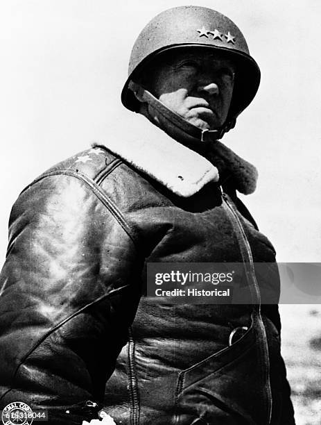 Portrait of Lieutenant General George Patton, one of the most aggressive and able generals of World War II. Primarily a tank commander, he is noted...